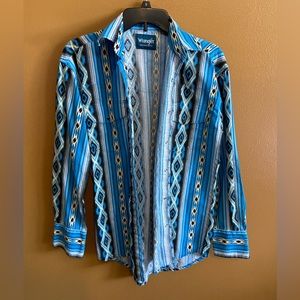Mens Wrangler Checotah Print Western Shirt